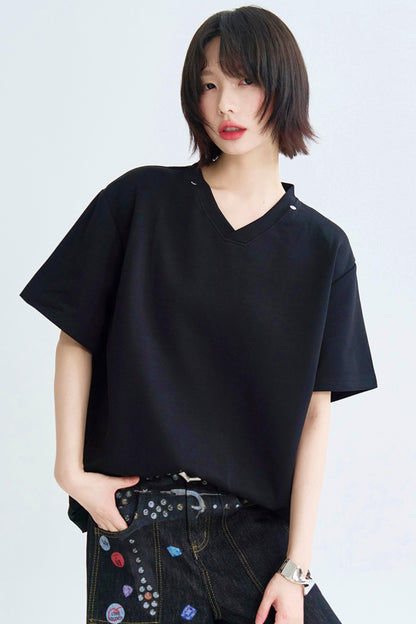 Detachable color solid tee shirt