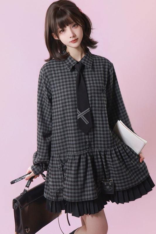 ダークレトロスイートチェックドレス