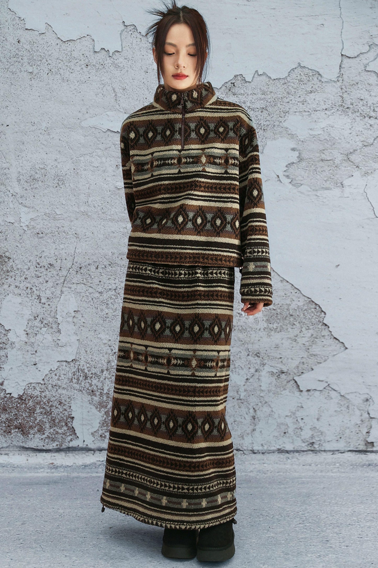 ラムウールジオメトリックジャケット