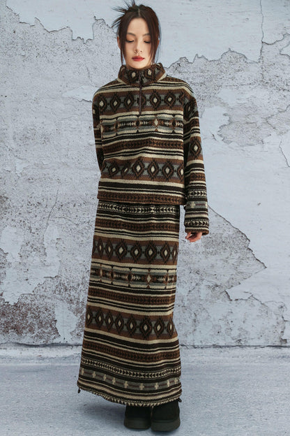 ラムウールジオメトリックジャケット