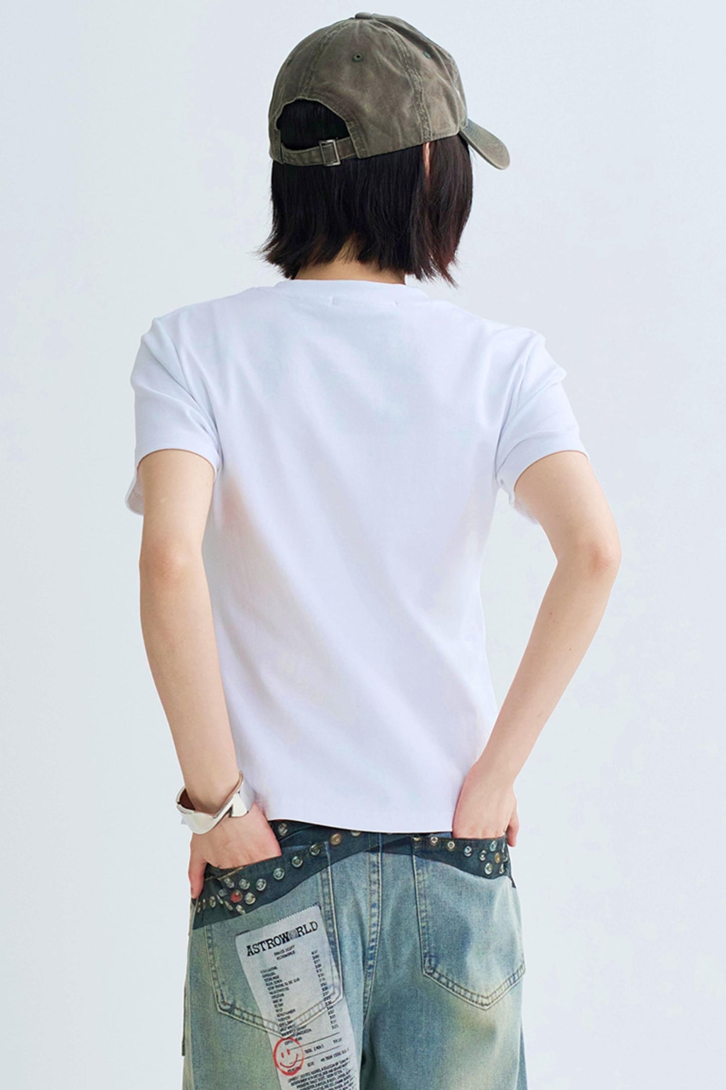 Cropped Graffiti Print Tee Shirt