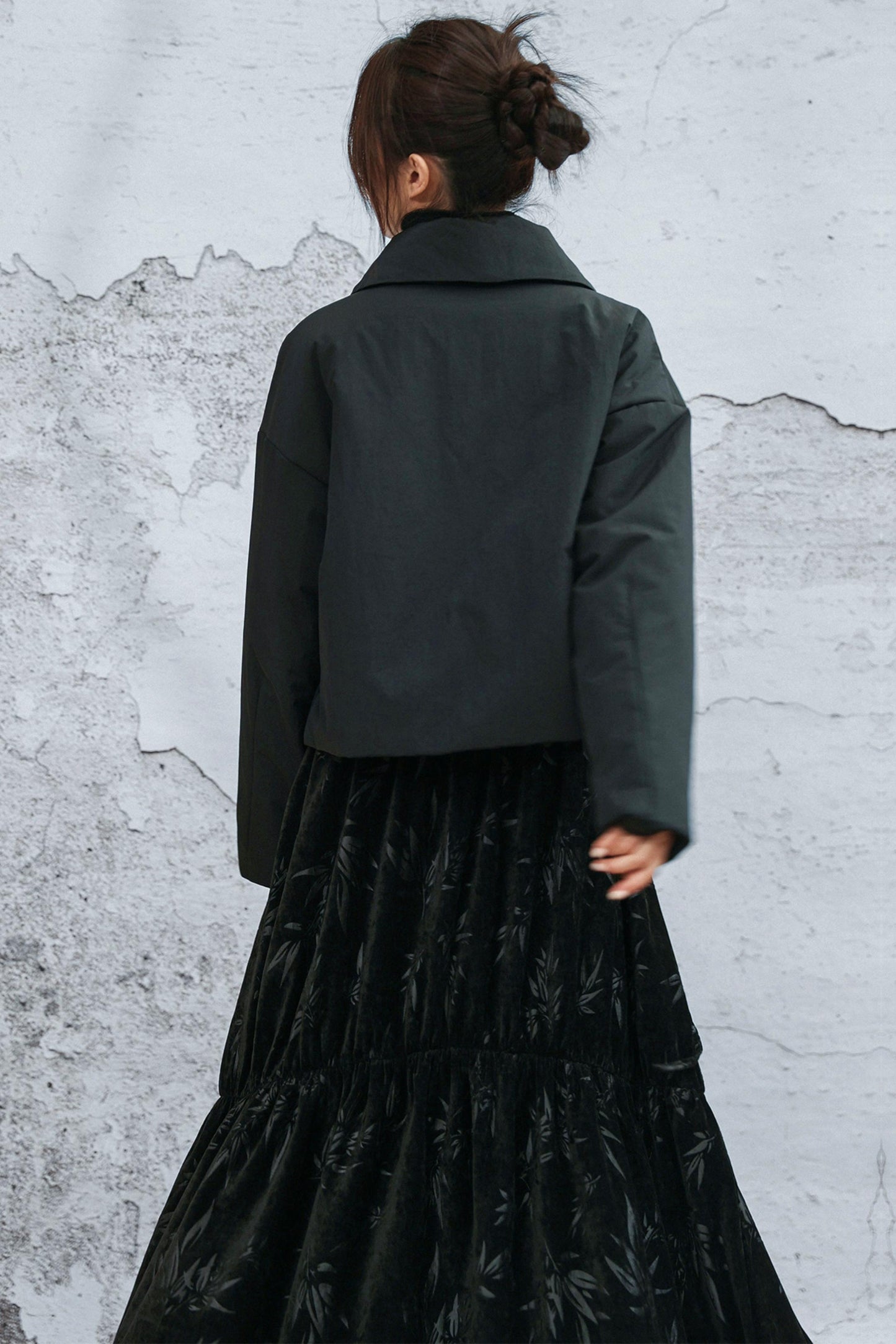 コンバーティブルネックラインコットンジャケット