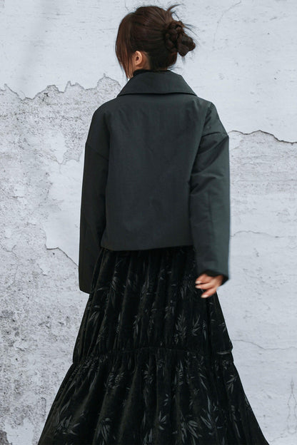 コンバーティブルネックラインコットンジャケット