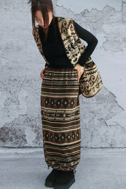 レトロドローストリングファースカート