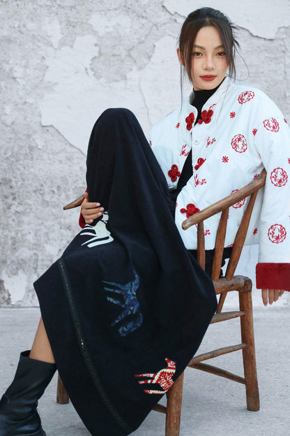 Embroidered Color Blocking Quilted Jacket