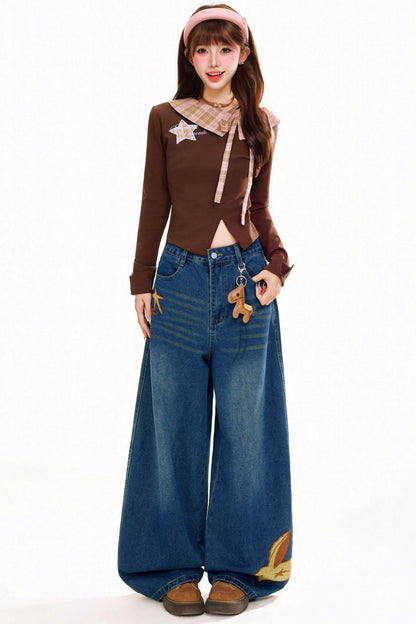 Retro Patchwork Plaid Top