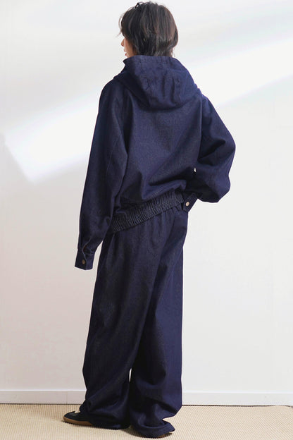 フーデッドカジュアルデニムセットアップ