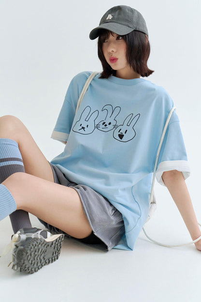 T-shirt doux à imprimé cordon