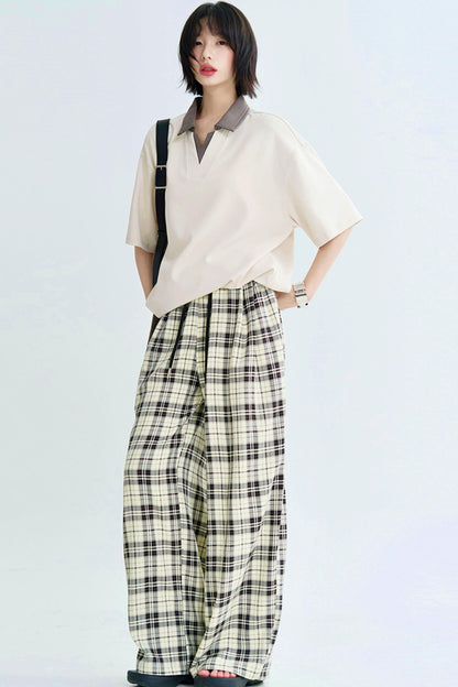 Contrast Lapel Loose Fit Faux Top