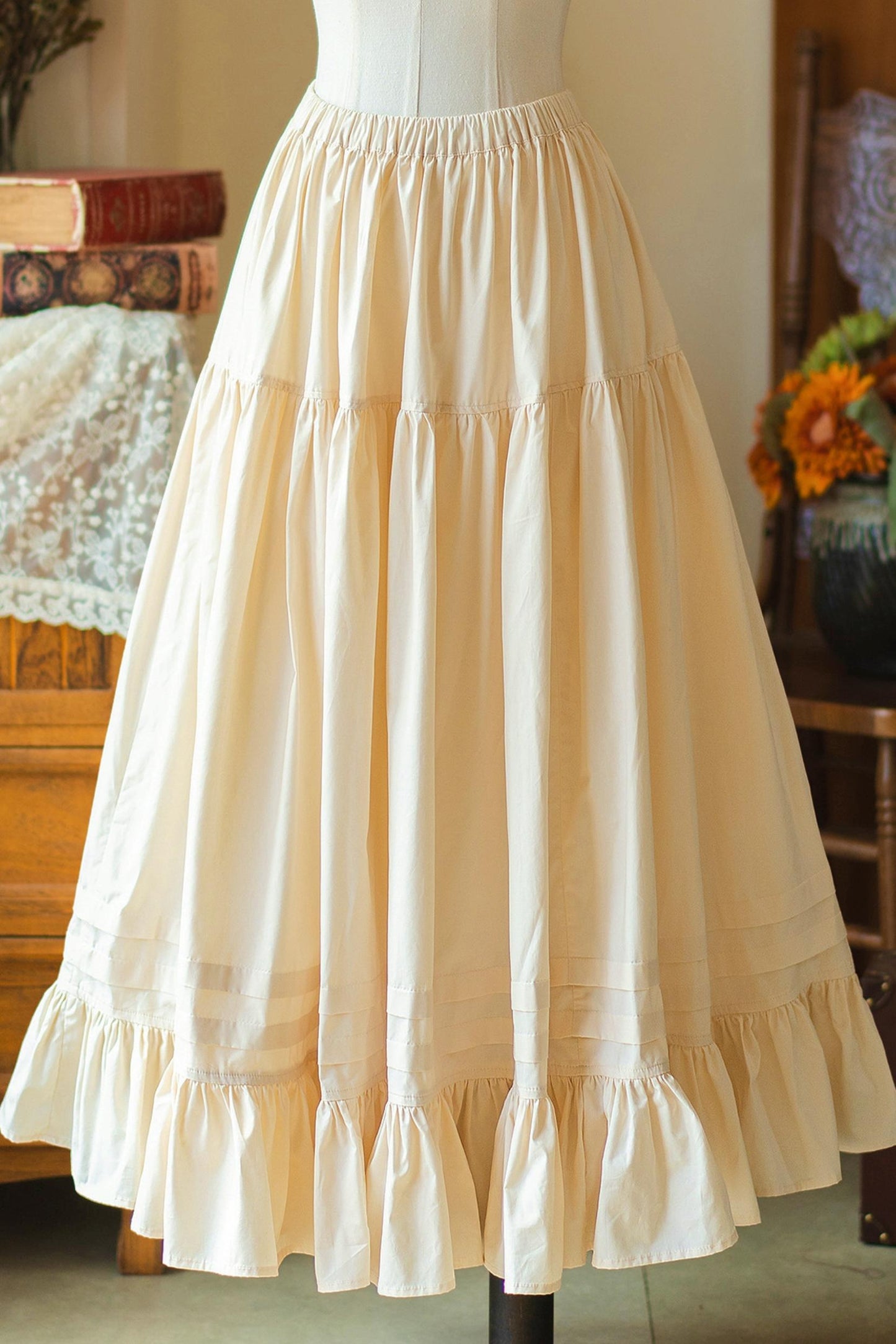 Length-Adjustable ♡ Cotton Ruffle Petticoat