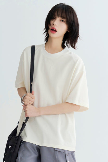 ルーズフィットソリッドカラーティーシャツ