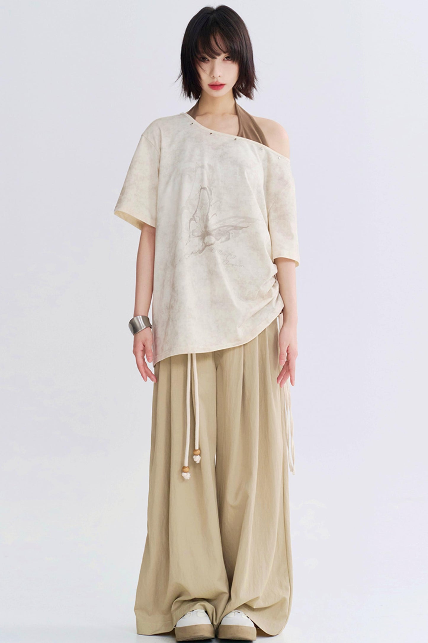 ハイウエストモップスタイルパンツ