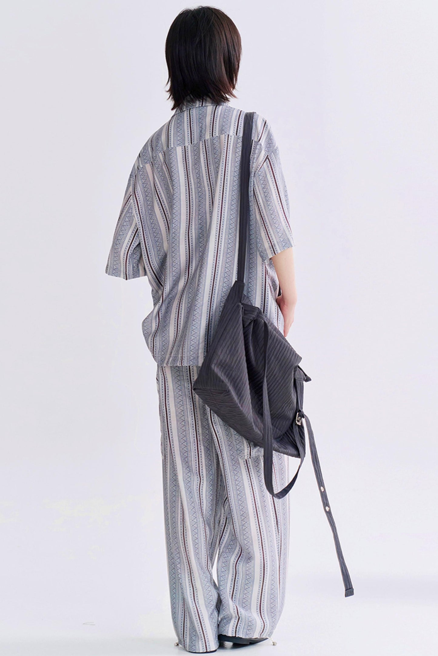 レトロプリントショートスリーブシャツセットアップ