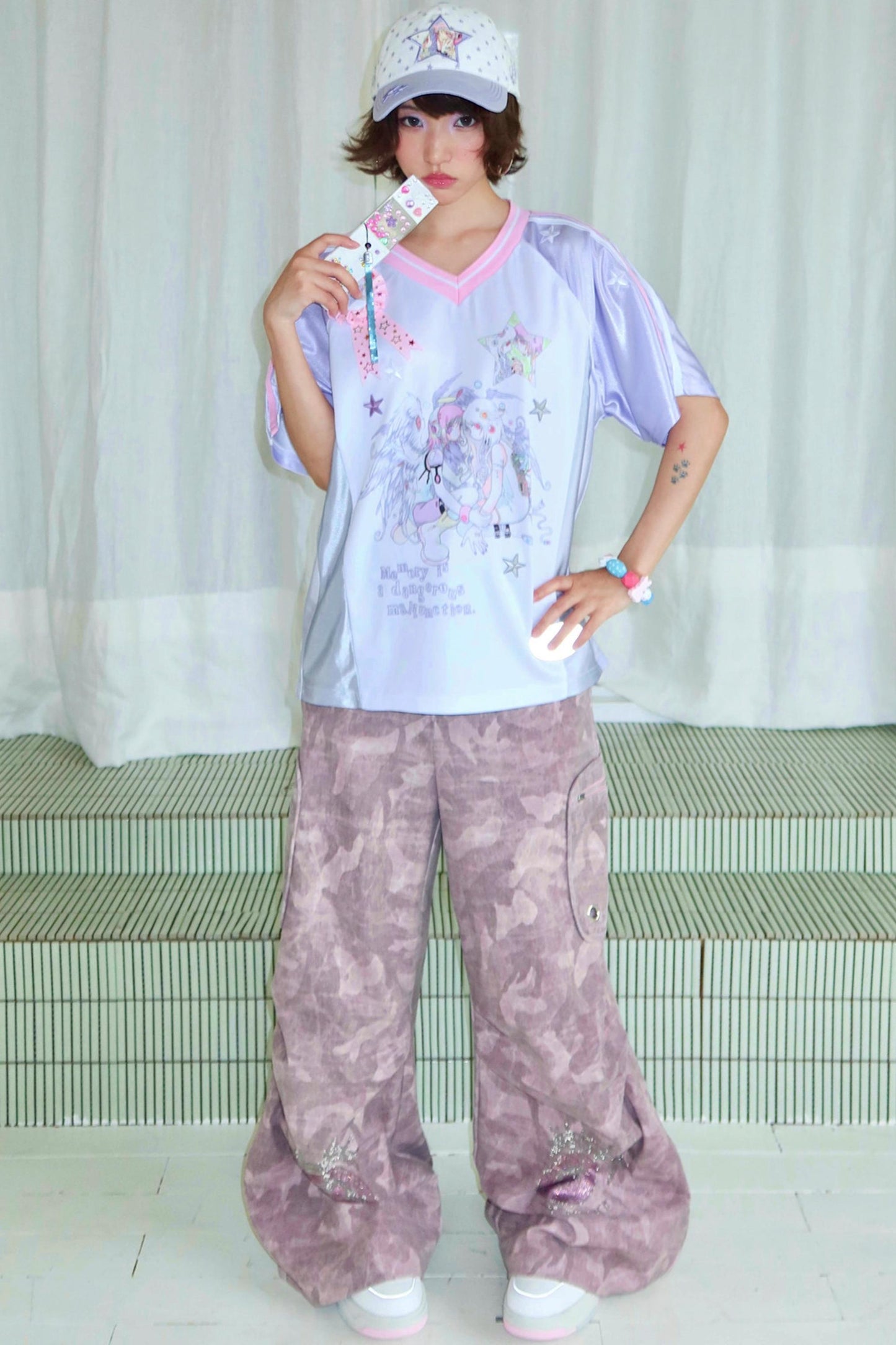 Pantalon large camouflage ange
