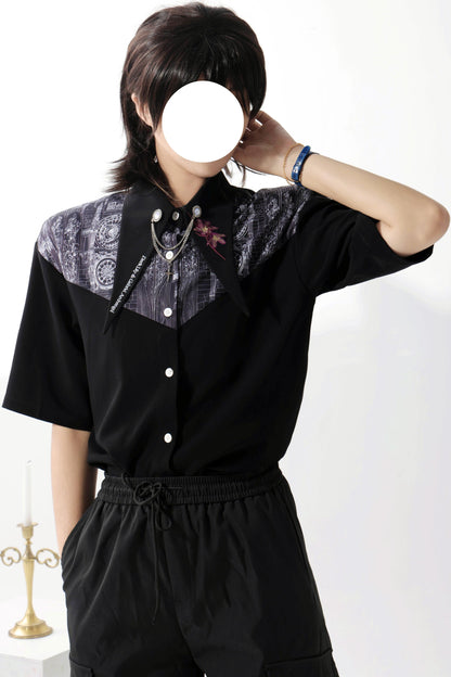 Gothic Arch Print Big Collar Design Shirt