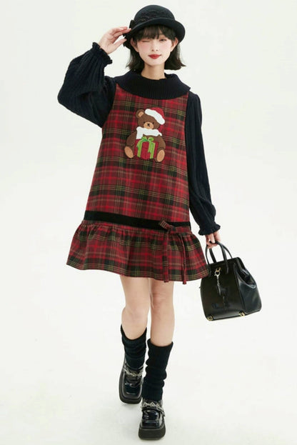 ヴィンテージレッドチェックドレス