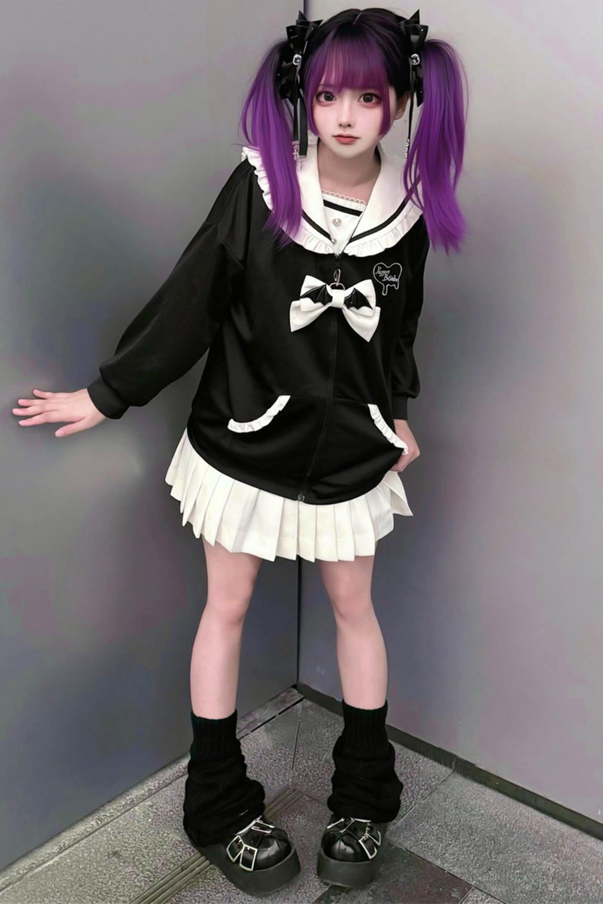 【☆】 ハイネック ジャケット グレー 地雷系 V系 平成 ギャル ダークサブカルセーラー地雷ジャケット – Belchic