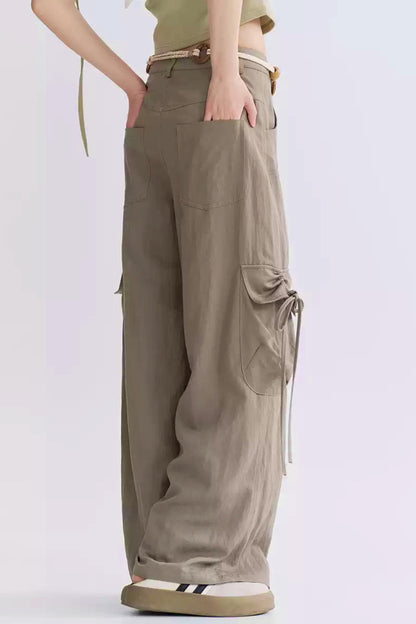 レースアップワイドレッグカーゴパンツ