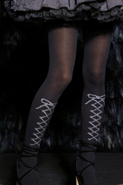 Cross Lace-Up Design Tights