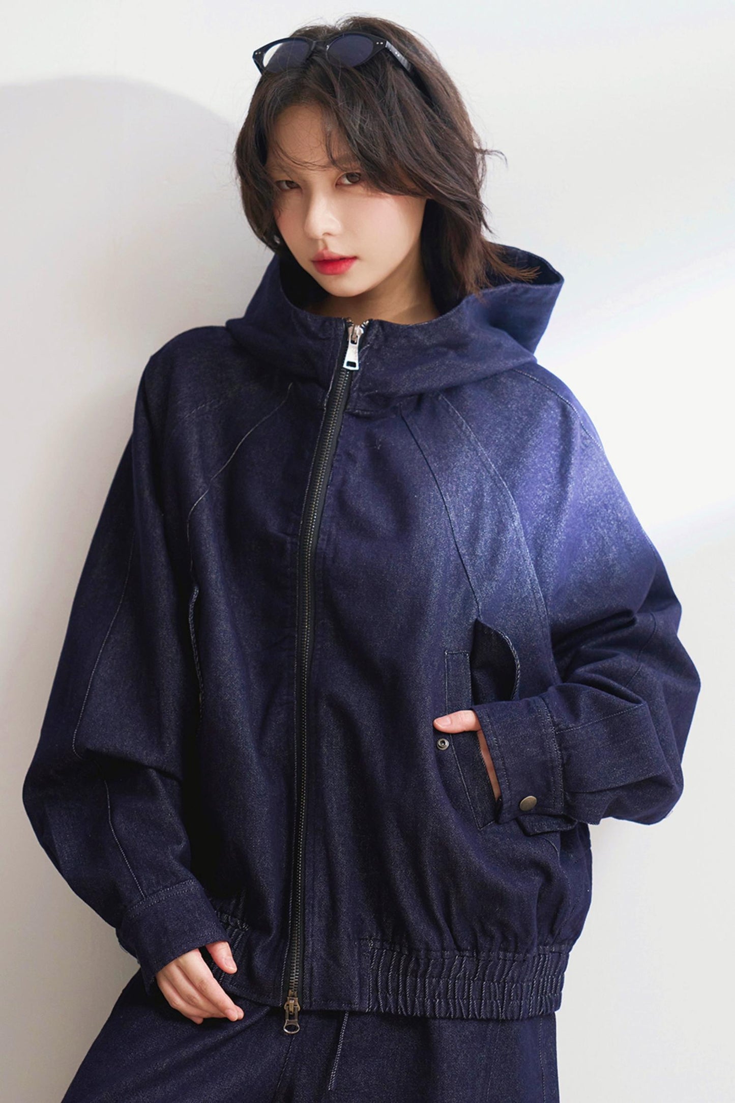 フーデッドカジュアルデニムセットアップ