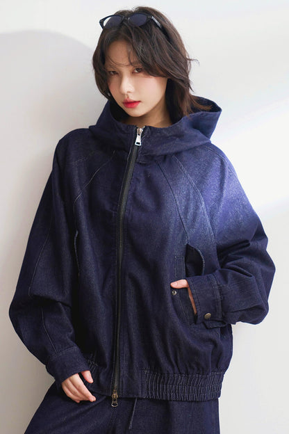 フーデッドカジュアルデニムセットアップ