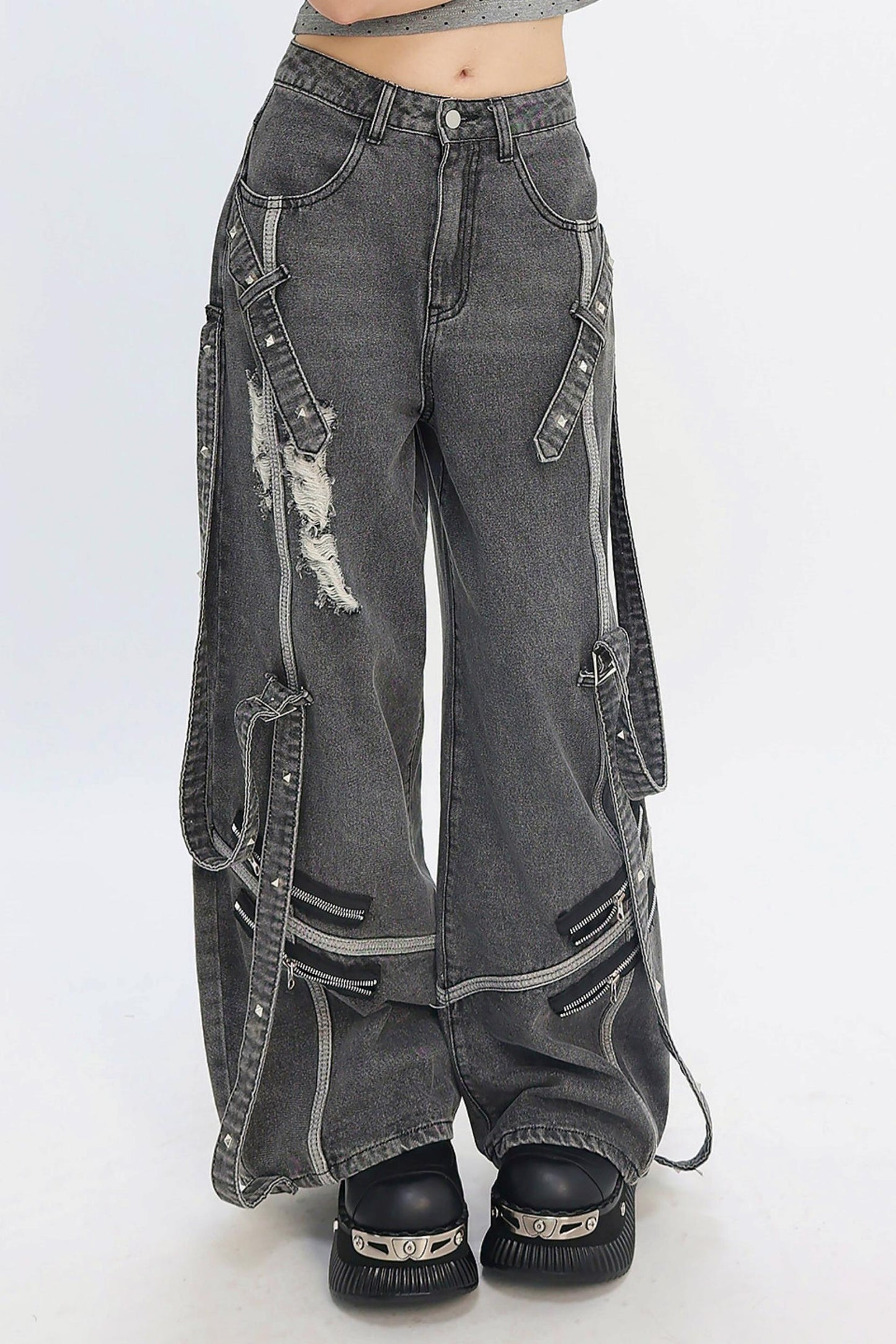 Decadent Punk Strap Denim Pants