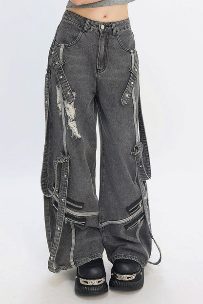 Decadent Punk Strap Denim Pants