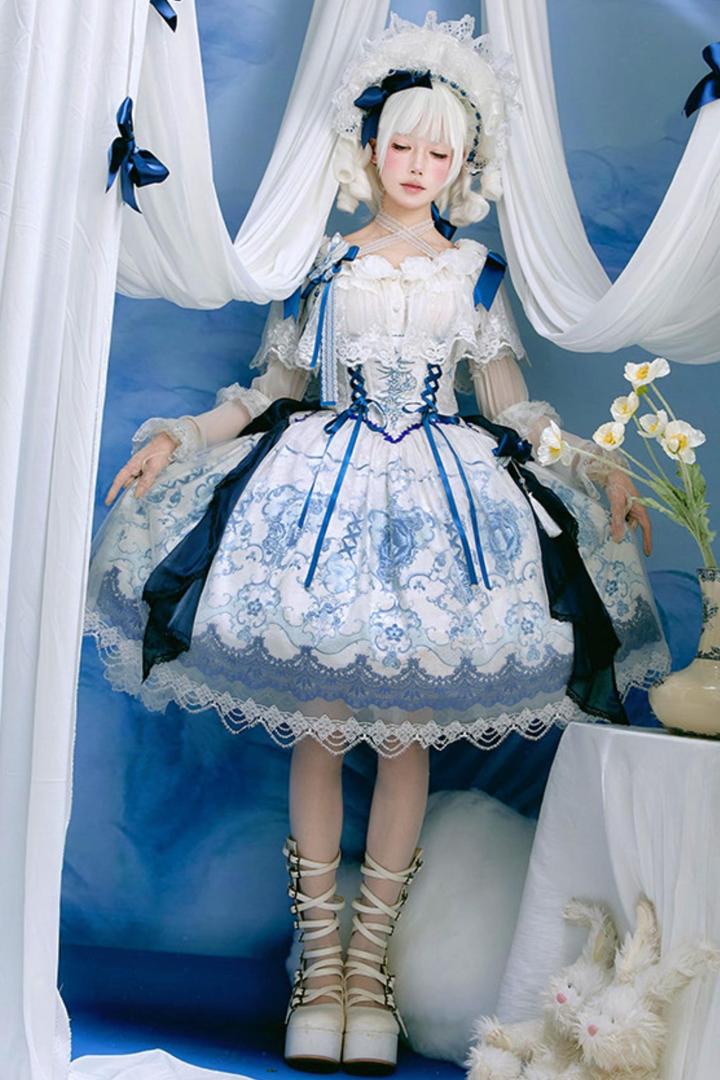 Blue and White Porcelain Lolita Dress