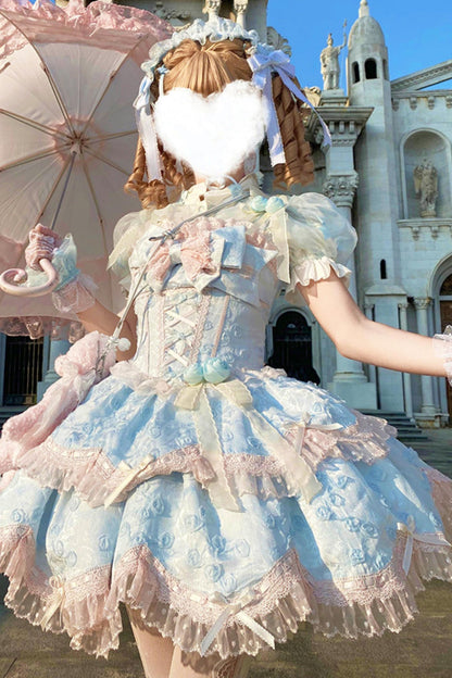 [Précommande] Robe Lolita Poupée Onirique aux Couleurs Bonbon + Accessoires Cheveux