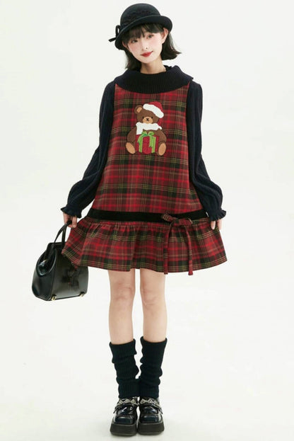 ヴィンテージレッドチェックドレス