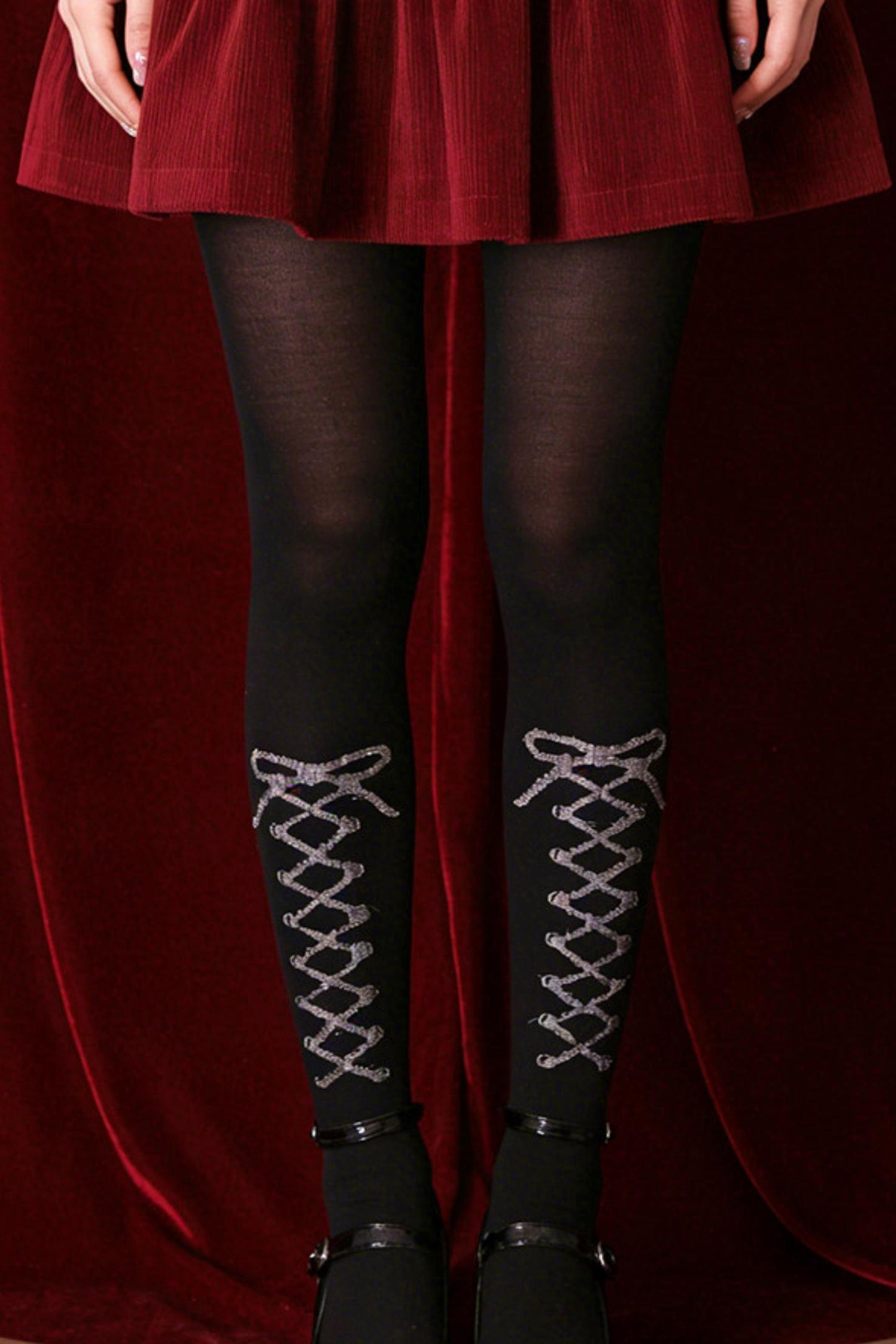 Cross Lace-Up Design Tights