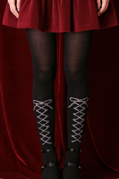 Cross Lace-Up Design Tights