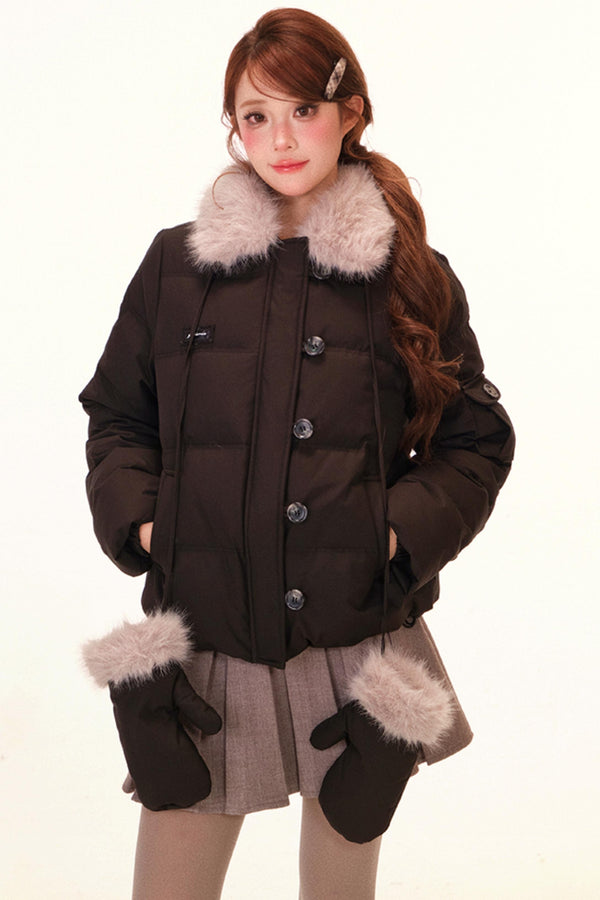 スイートフレンチファーカラーダウンジャケット