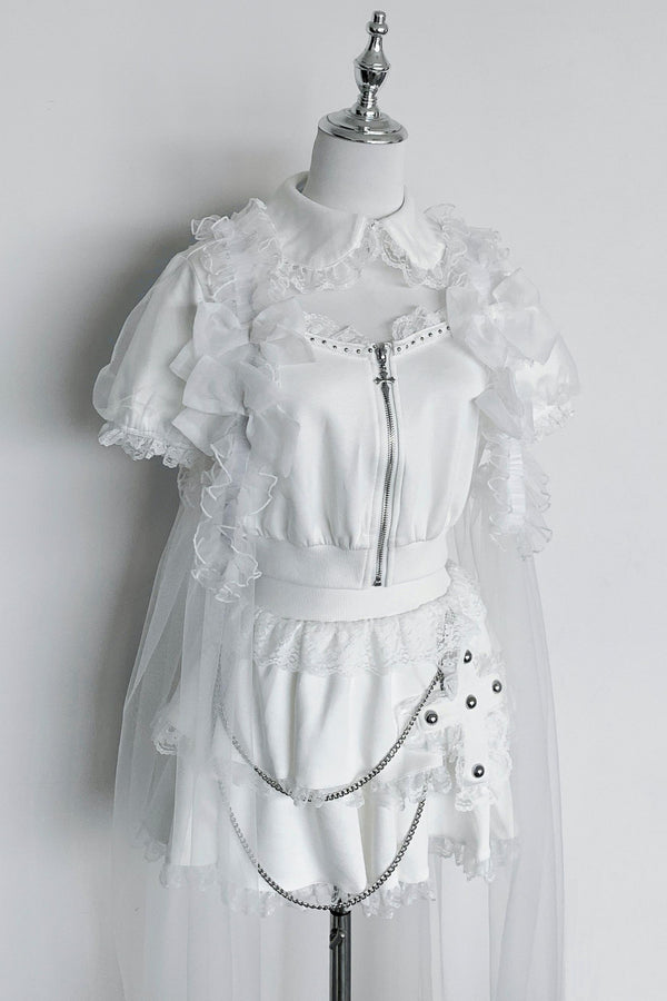 Gothic Dark Kawaii Cross Setup + Lace Vest