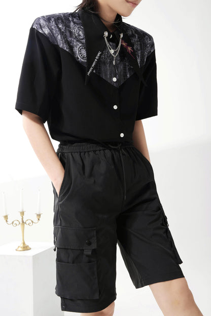 Gothic Arch Print Big Collar Design Shirt