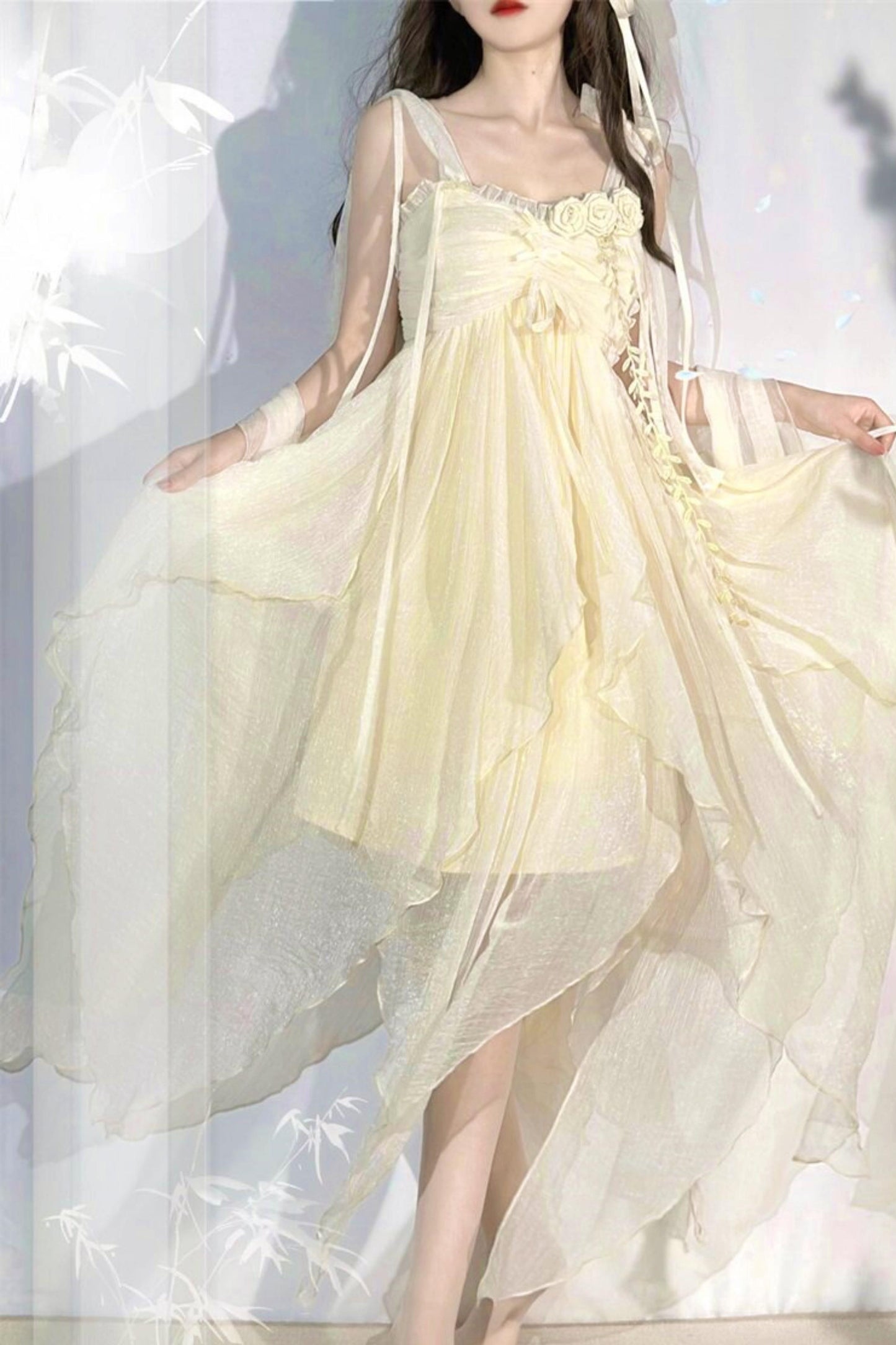 Robe lolita de fée d’un blanc pur (avec châle)