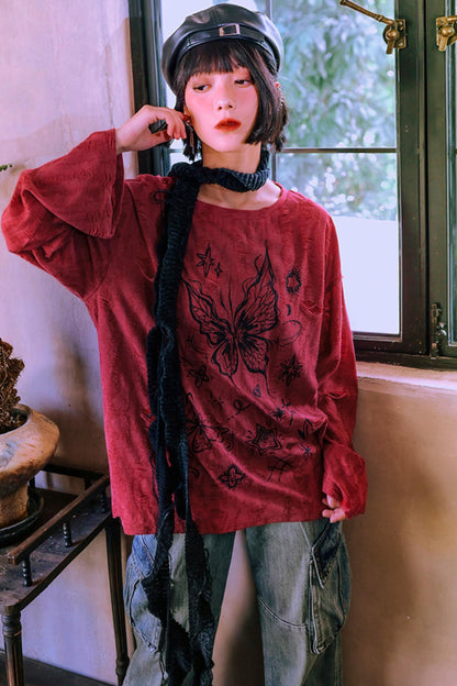 Butterfly Illusion Retro Top