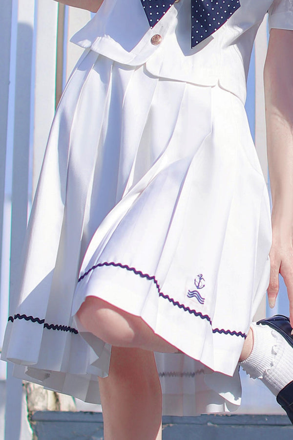 サマーシーセーラートップス＋スカート＋リボンアクセサリー