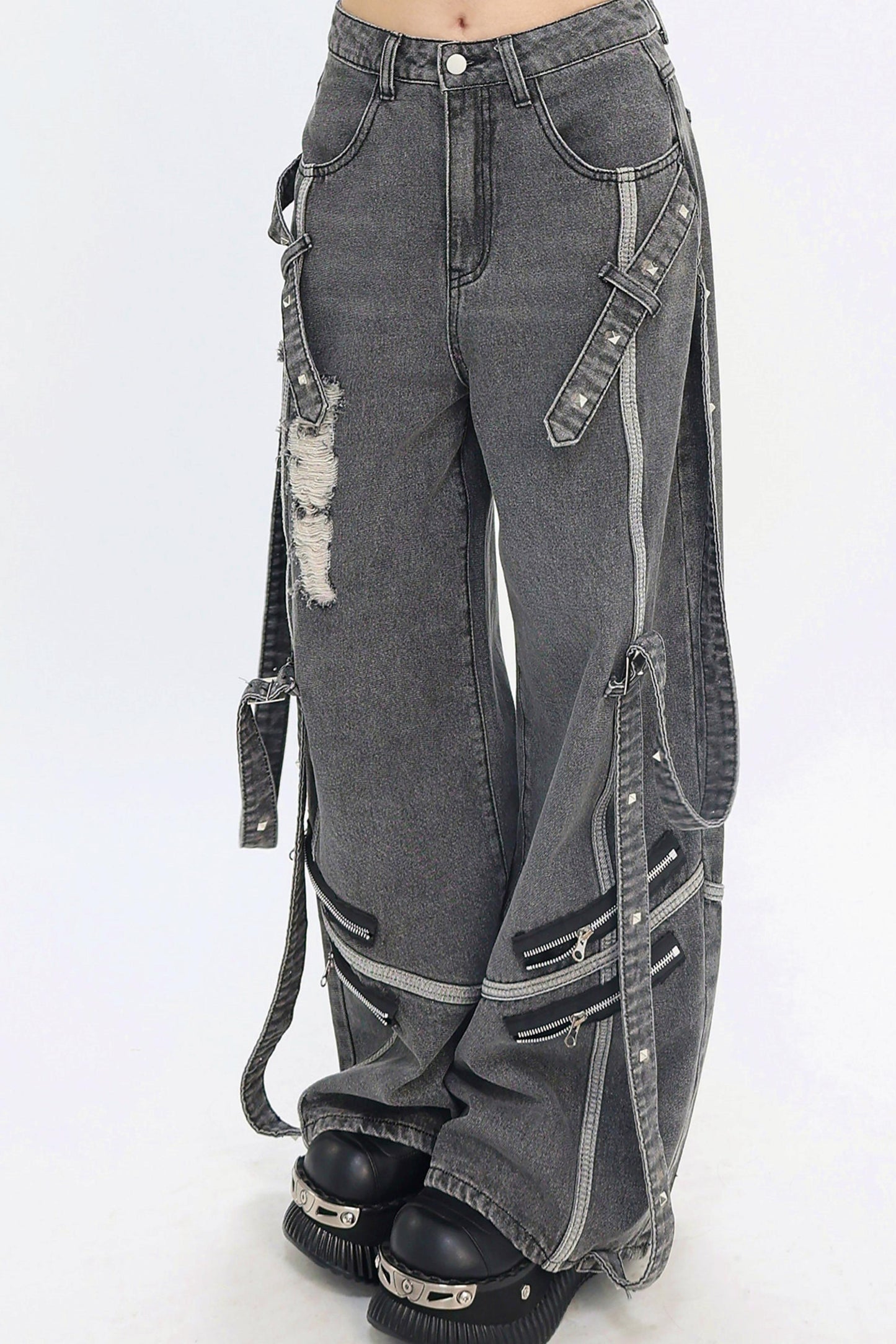 Decadent Punk Strap Denim Pants
