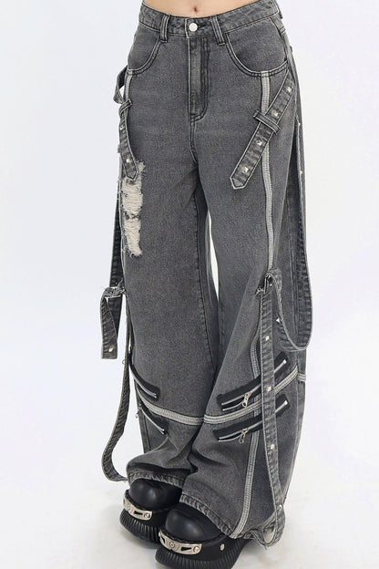 Decadent Punk Strap Denim Pants