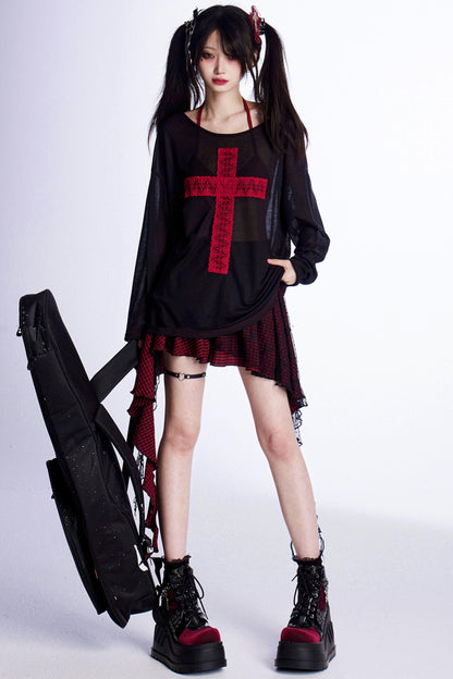 アシンメトリーショルダークロストップス