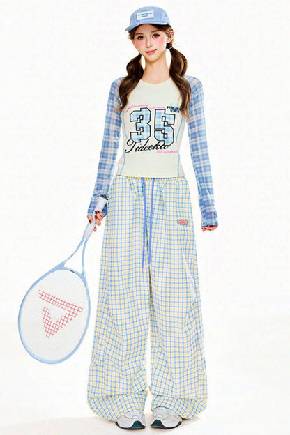 Plaid Patchwork Long Sleeve Top