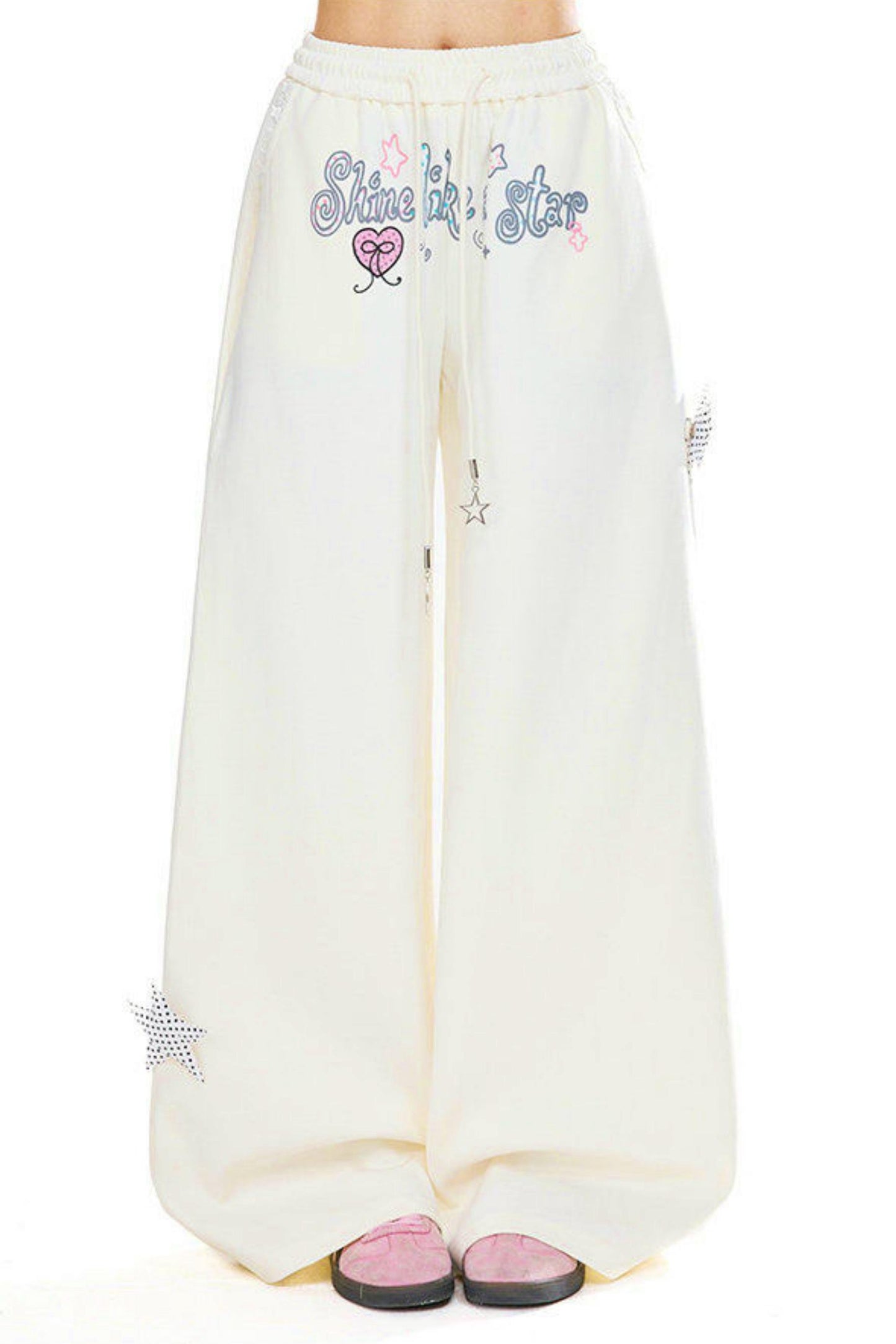Star Decorated Wide Loose Pants