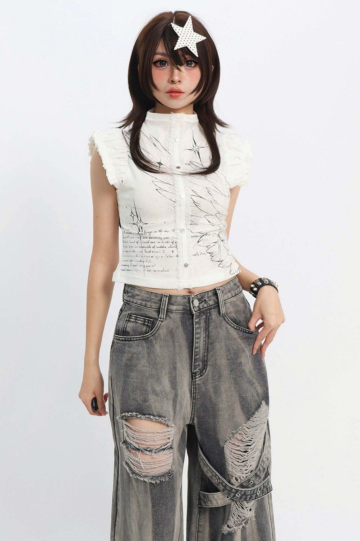Angel Wing Ruffle Top
