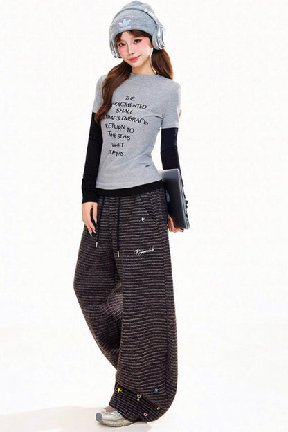 Retro Letter Slim Fit Top