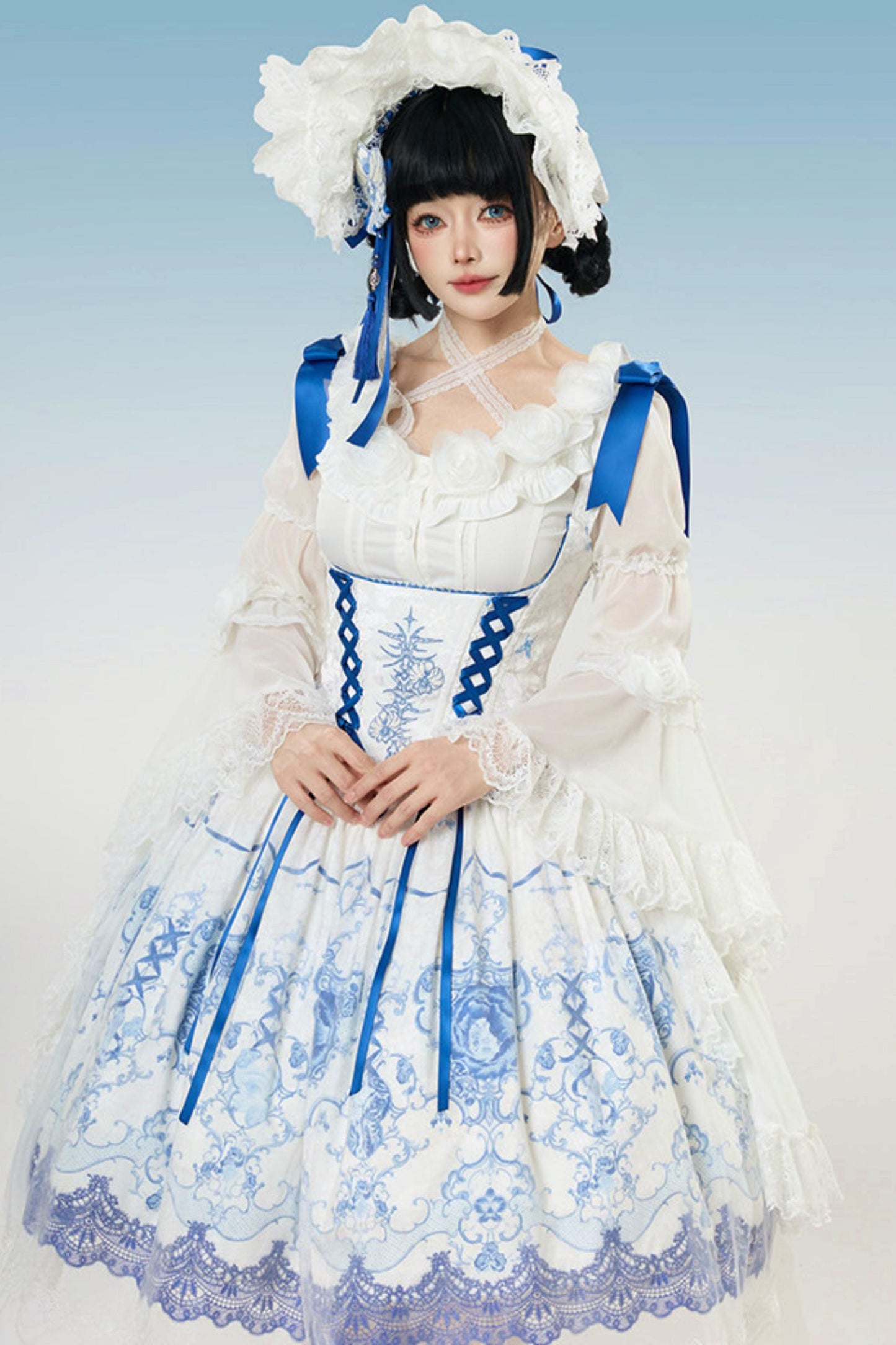 Blue and White Porcelain Lolita Dress