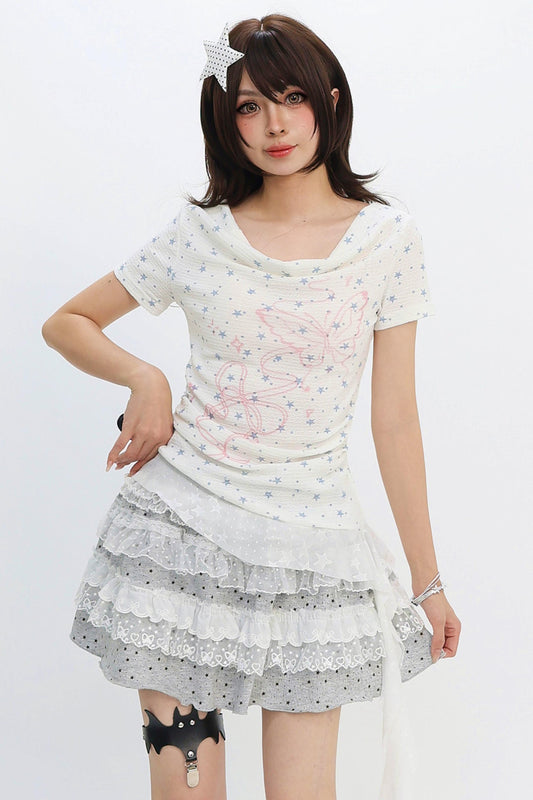 Y2K Star Ribbon Fairy Top