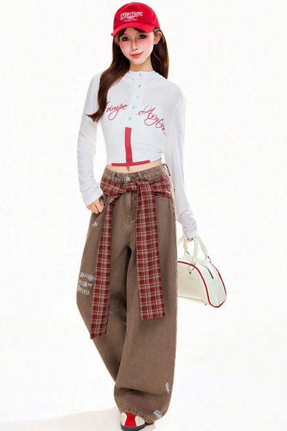 Letter Cross Hooded Top