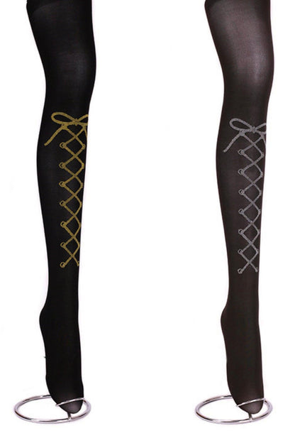 Cross Lace-Up Design Tights