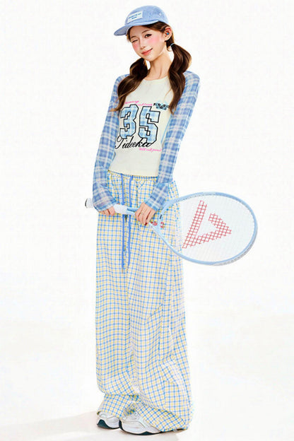 Plaid Patchwork Long Sleeve Top